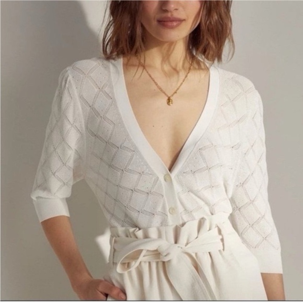 Aritzia White Cardigan Sweater